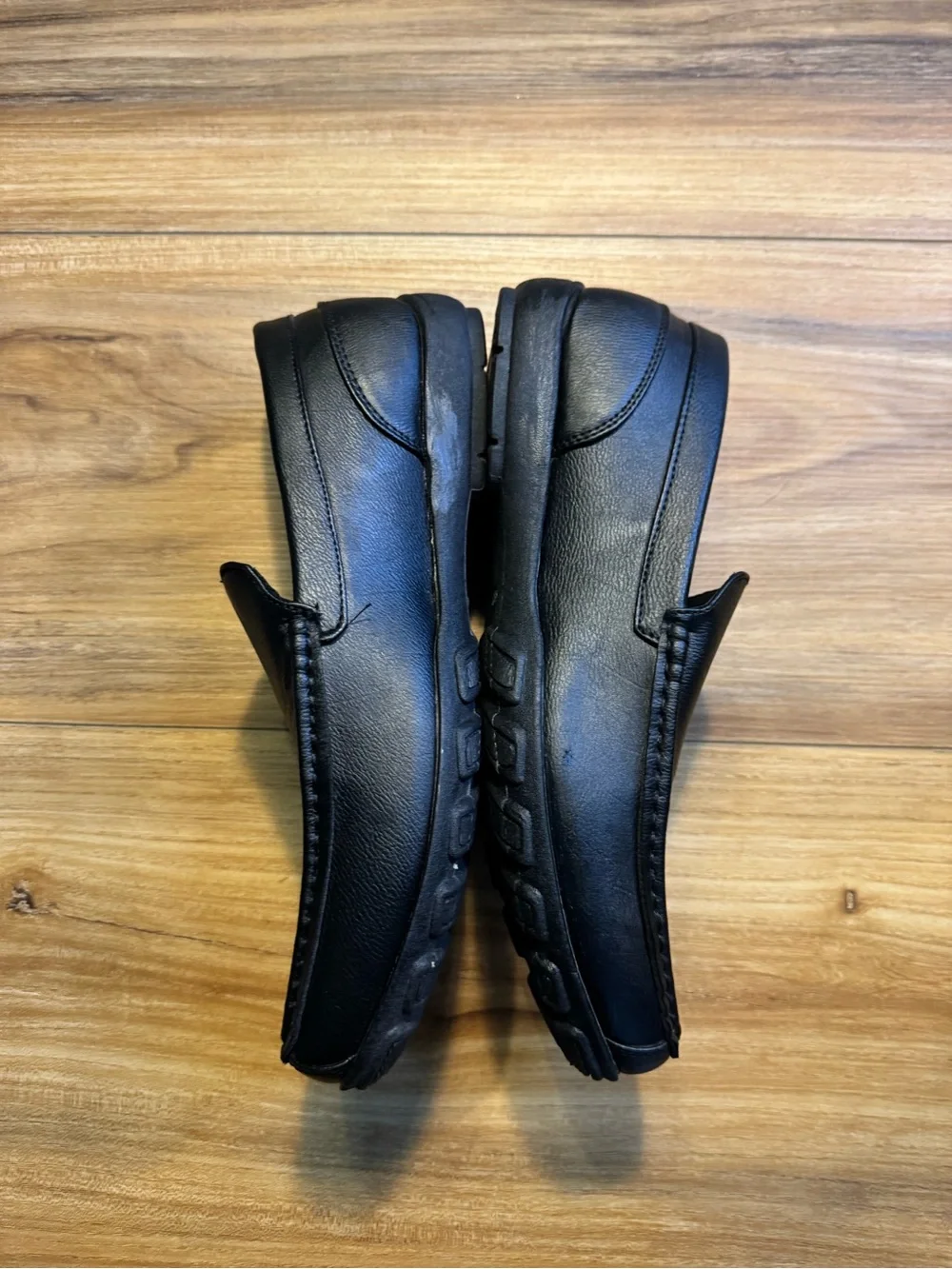 Classic Black Slip-On Moc Toe Faux Leather Loafers for Men